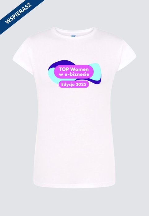 ⁠Biała koszulka damska TOP Women w e-biznesie 2025, bawełna