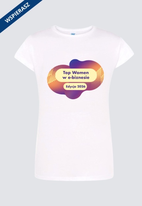 ⁠Koszulka T-shirt TOP Women w e-biznesie 2026, żółto-fioletowy wzór, bawełna