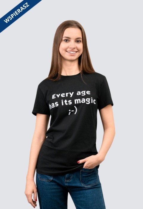 ⁠Koszulka damska czarna „Age focus”, limitowana seria, bawełna