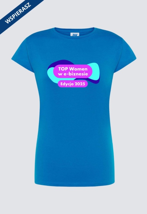 ⁠Niebieska koszulka damska TOP Women w e-biznesie 2025, bawełna